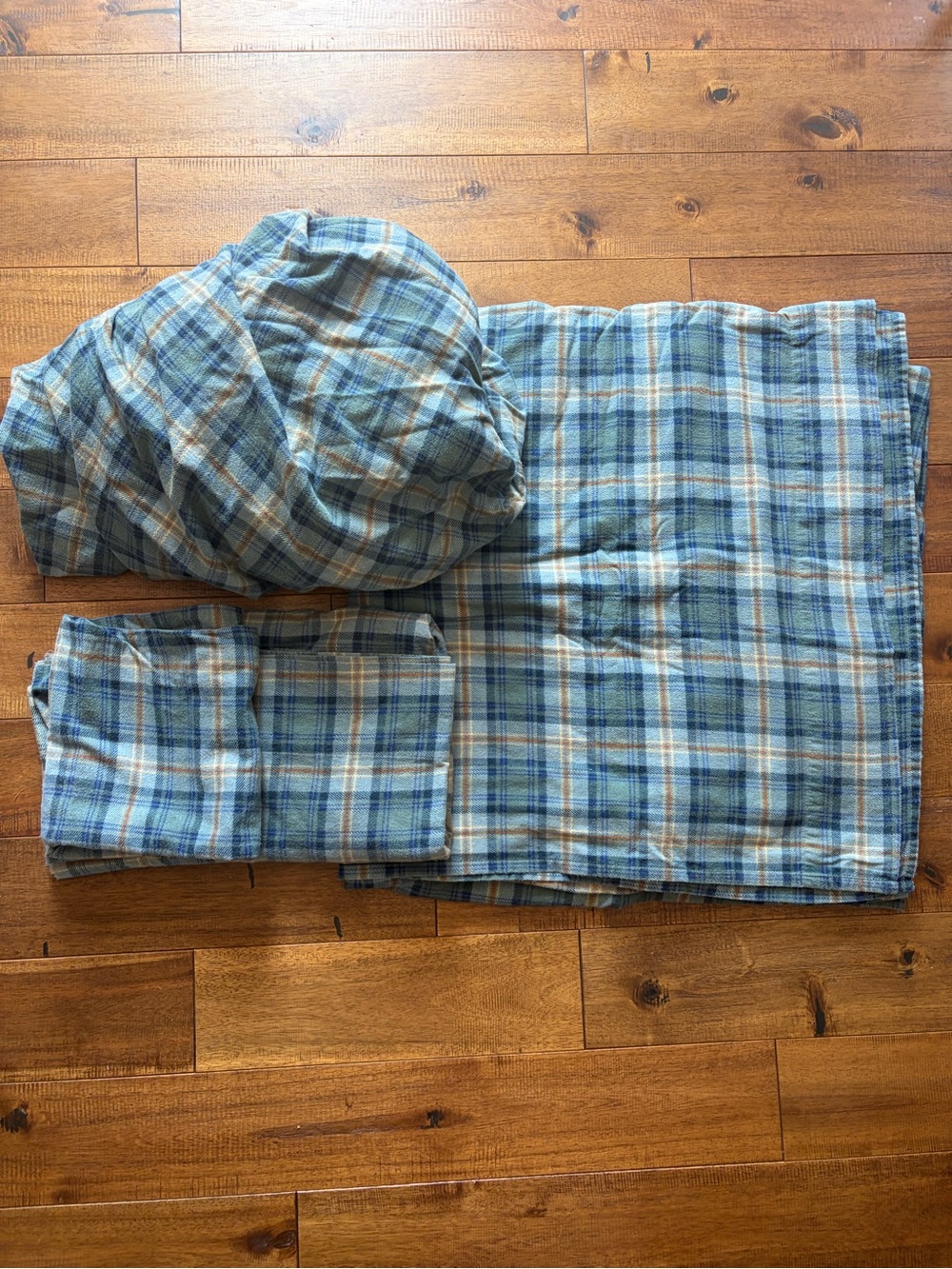 Pendleton Flannel Sheet Set King Green Tartan Plaid Cotton Premium Weight EUC